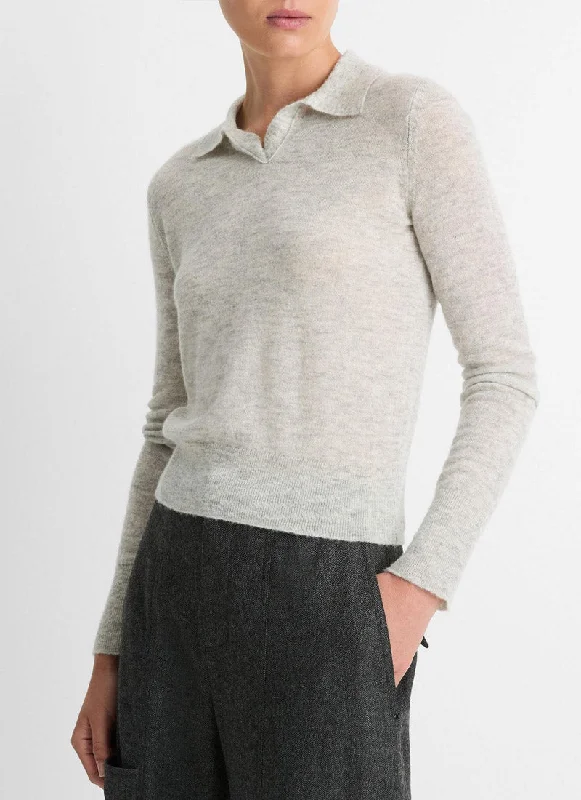 Wool-Blend Polo Sweater