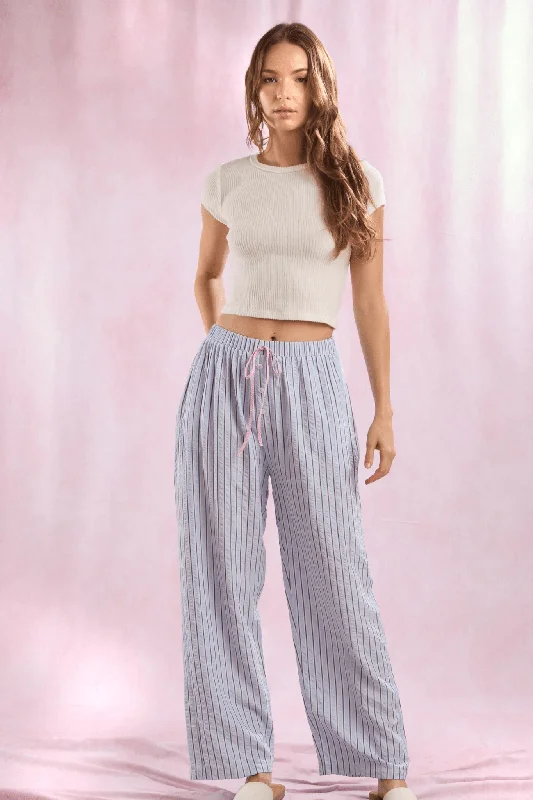 Stripe waist ribbon pants