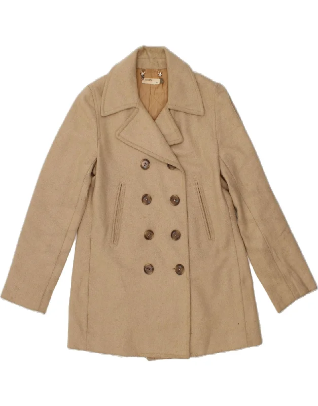 J. CREW Womens Double Breasted Coat UK 10 Small Beige