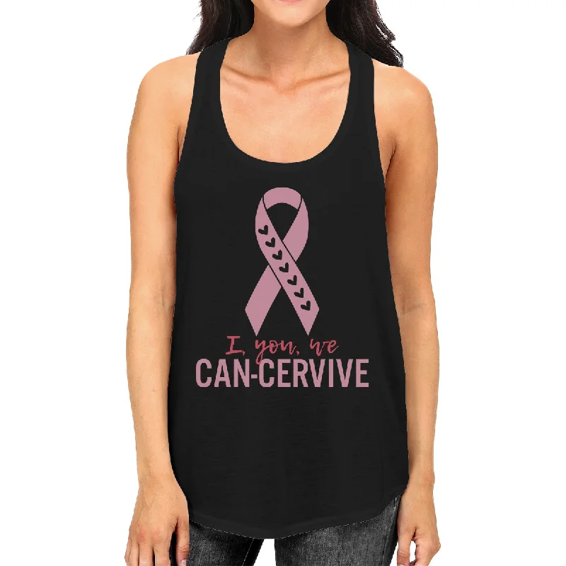 I You We Can-Cervive Breast Cancer Womens Black Tank Top